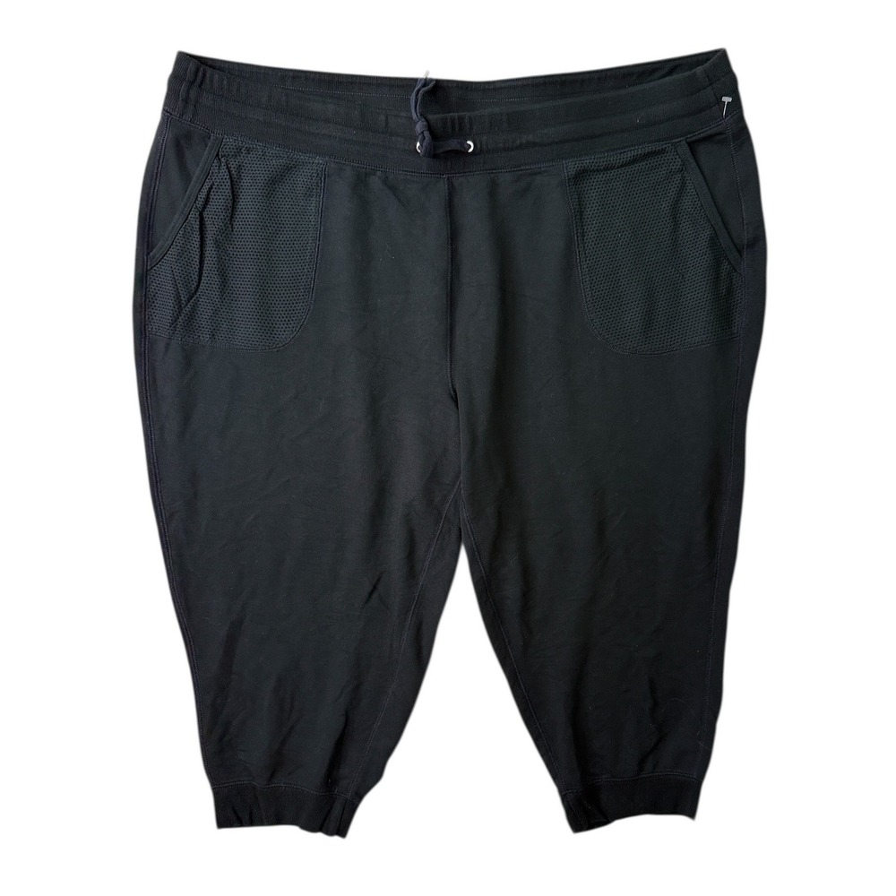 Lauren Ralph‎ Lauren Black Knit Jogger Pants Plus Size 3X Cropped Mesh Pockets